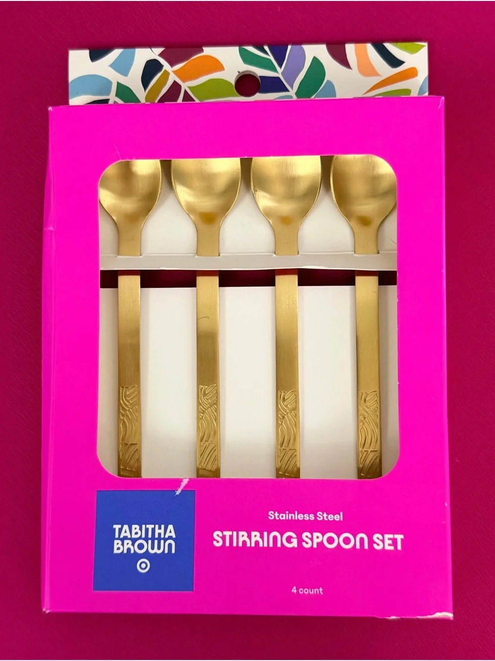 Tabitha Brown Gold Tone Stainless Steel 4 Piece Stirring Spoon Set   NIB